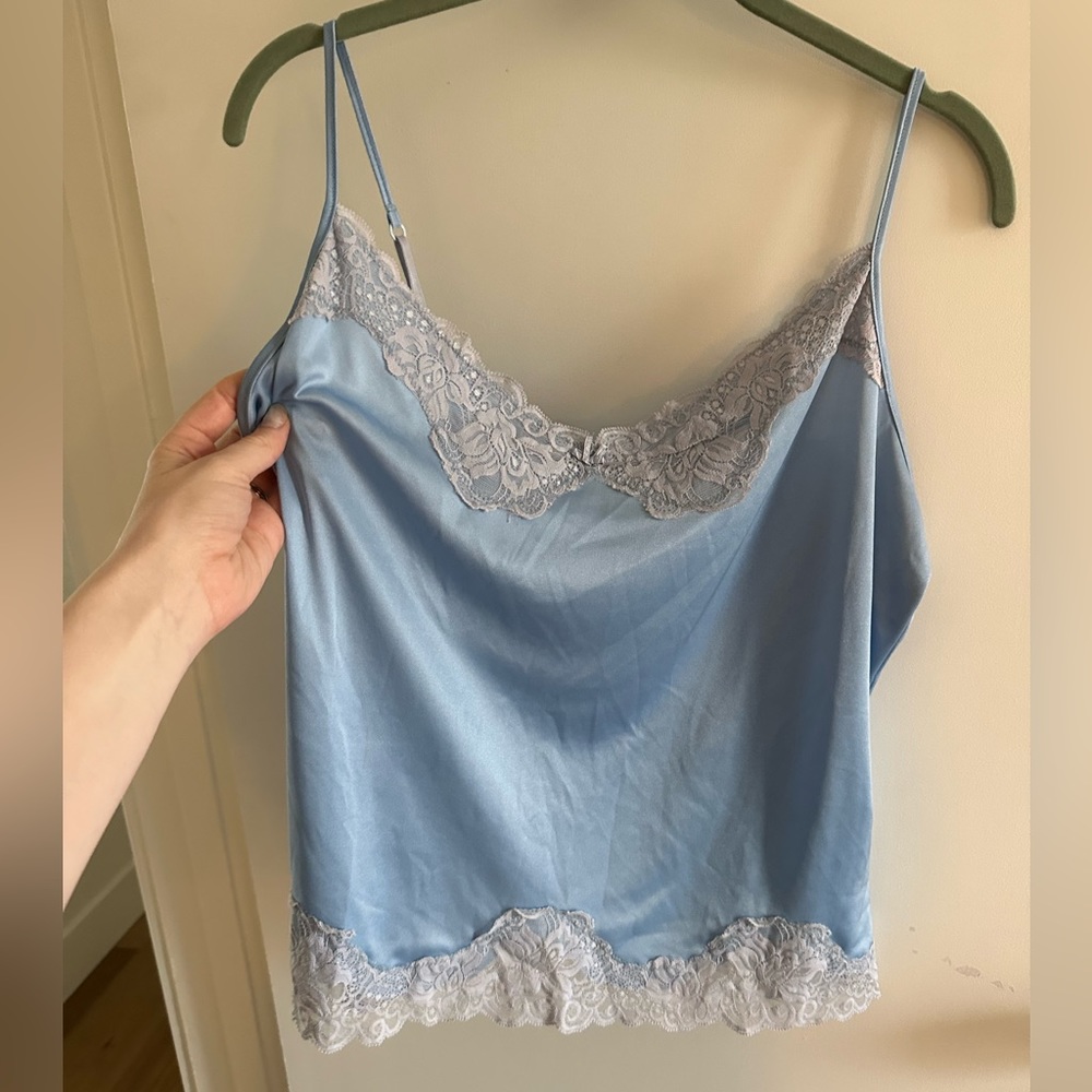 Silky Blue Cami with Pale Blue Lace